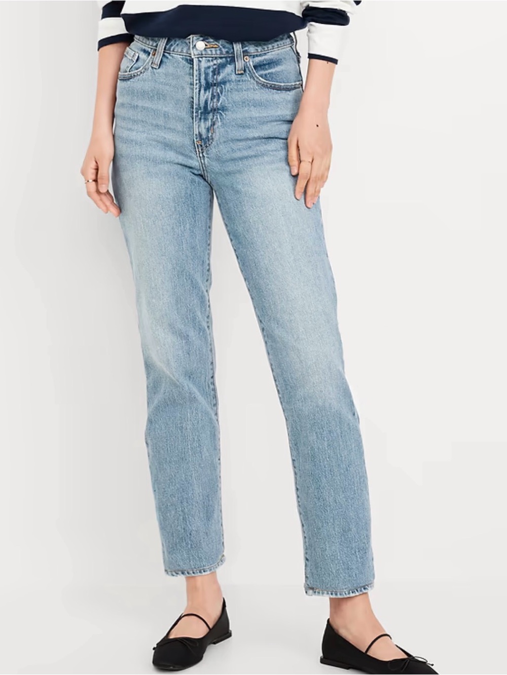 High-Rise Straight Leg Jeans - Light Blue